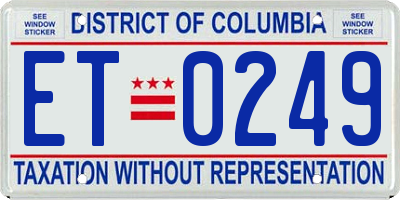 DC license plate ET0249