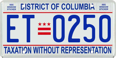 DC license plate ET0250