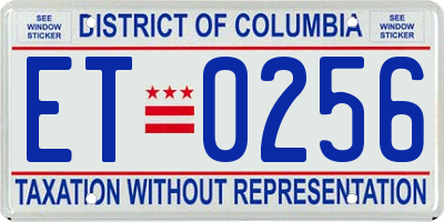 DC license plate ET0256