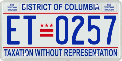 DC license plate ET0257