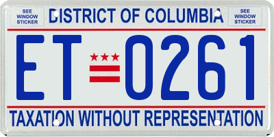 DC license plate ET0261