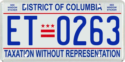 DC license plate ET0263