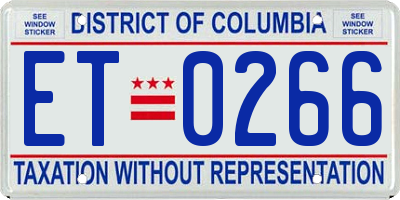 DC license plate ET0266