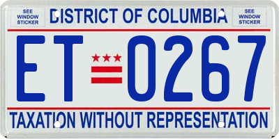 DC license plate ET0267