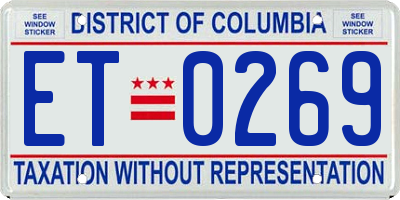 DC license plate ET0269