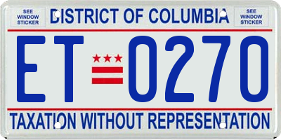 DC license plate ET0270