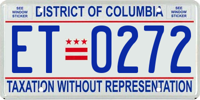 DC license plate ET0272