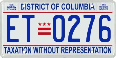 DC license plate ET0276