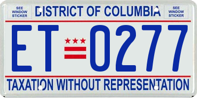 DC license plate ET0277