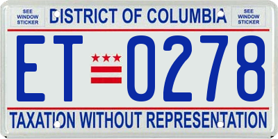 DC license plate ET0278
