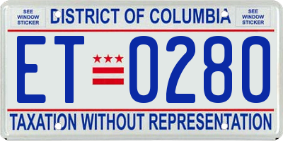 DC license plate ET0280