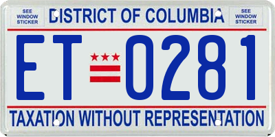 DC license plate ET0281