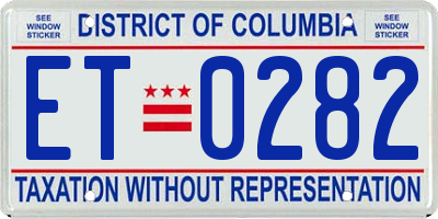 DC license plate ET0282
