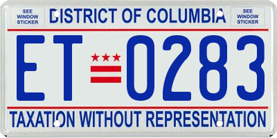 DC license plate ET0283