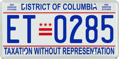 DC license plate ET0285