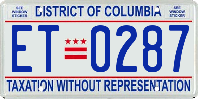 DC license plate ET0287