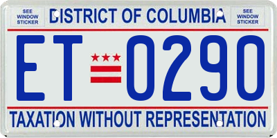 DC license plate ET0290