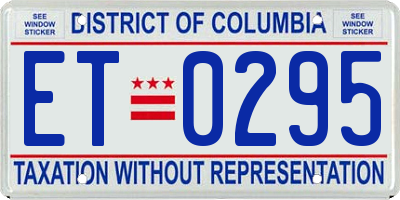 DC license plate ET0295