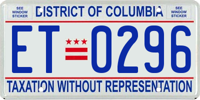 DC license plate ET0296