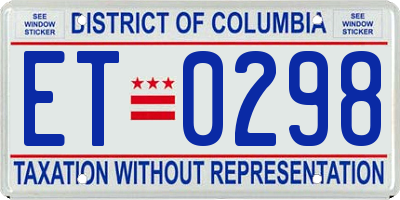 DC license plate ET0298