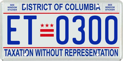 DC license plate ET0300