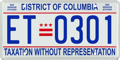 DC license plate ET0301
