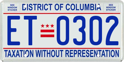 DC license plate ET0302