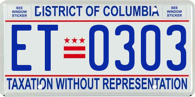 DC license plate ET0303