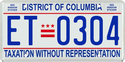 DC license plate ET0304
