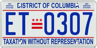 DC license plate ET0307