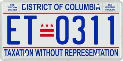 DC license plate ET0311