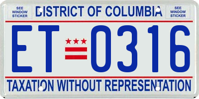 DC license plate ET0316