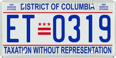 DC license plate ET0319