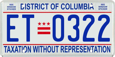 DC license plate ET0322