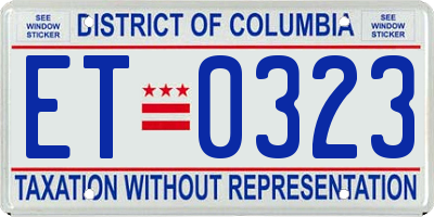 DC license plate ET0323