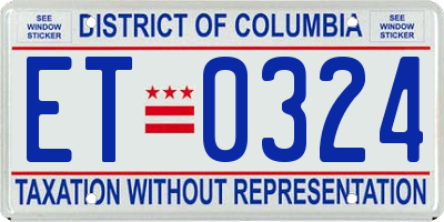 DC license plate ET0324
