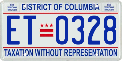 DC license plate ET0328