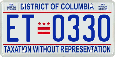 DC license plate ET0330