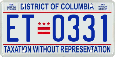 DC license plate ET0331