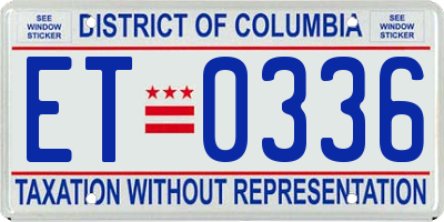 DC license plate ET0336