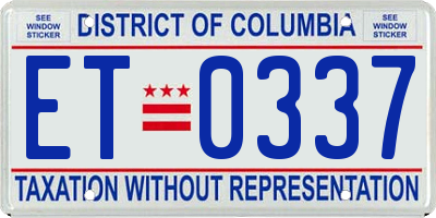 DC license plate ET0337