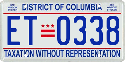 DC license plate ET0338