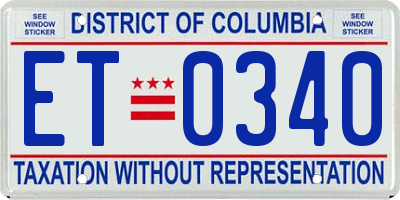 DC license plate ET0340