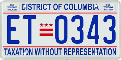 DC license plate ET0343