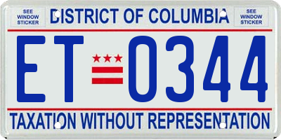 DC license plate ET0344