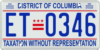 DC license plate ET0346