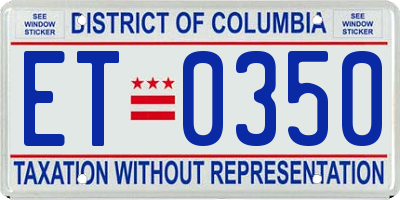 DC license plate ET0350