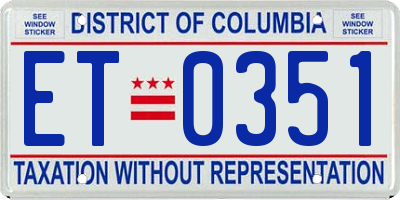 DC license plate ET0351