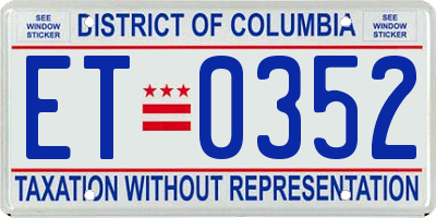 DC license plate ET0352