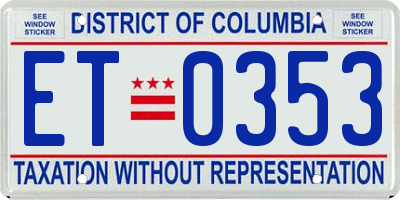 DC license plate ET0353